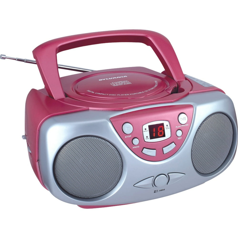 Sylvania Srcd243 Portable Cd Player With Amfm Radio, Boombox Pink