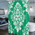 thumbnail image 6 of Classic Floral Pattern Shower Curtain, Green Background White Flowers Waterproof Shower Curtain Set with 12 Hooks Lightweight Bath Curtains Fabric Bathroom Decor 72x84 Inches, 6 of 9