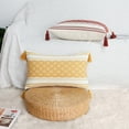 thumbnail image 4 of Boho Lumbar Pillow Cover with Tassels, 12x20 Inches, Mustard Yellow/Cream | Decorative Rectangular Cushion Cover for Living room Couch, Sofa, Chair | Farmhouse Woven Pillow Case, 4 of 9