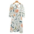 thumbnail image 6 of Watercolor Oranges Leafy Pattern Design Sweetheart Knot Flared Dress Fashion Design Large Size Loose Dress Spring Summer Women Dress, 6 of 9