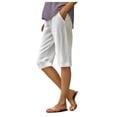 thumbnail image 1 of Pantalones capri elásticos de cintura alta con bolsillos para mujer: tejido de terciopelo dorado, cintura alta, bolsillos grandes, lavables a máquina, ideales para ocasiones informales., 1 of 5