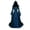 Dark Blue, variant on Halloween Costumes for Women, Medieval Gothic Hooded Dress, Lace Up Corset Waist Renaissance Costume, Vintage Long Sleeve Cosplay Gown for Halloween, Renaissance Fair & Themed Parties