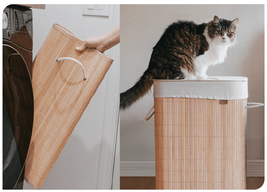CleverMade Bamboo Single Hamper Luxe - Natural Bamboo/Cream