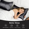 thumbnail image 3 of Black Cooling Pillow Cases Set of 2 Derived from Bamboo, Ultra Soft and Silky Satin Pillowcase with Zipper, Standard Size Pillow Cover for Hot Sleepers, Hair & Skin Friendly, 3 of 8