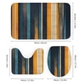 thumbnail image 3 of 4 Piece Shower Curtain Sets Non-Slip Rugs And Toilet Mat Lid Rug Accessories Orange And Blue Stripe Waterproof Fabric Bath Curtain Colorful Abstract Modern for Bathtub Decor, 3 of 8