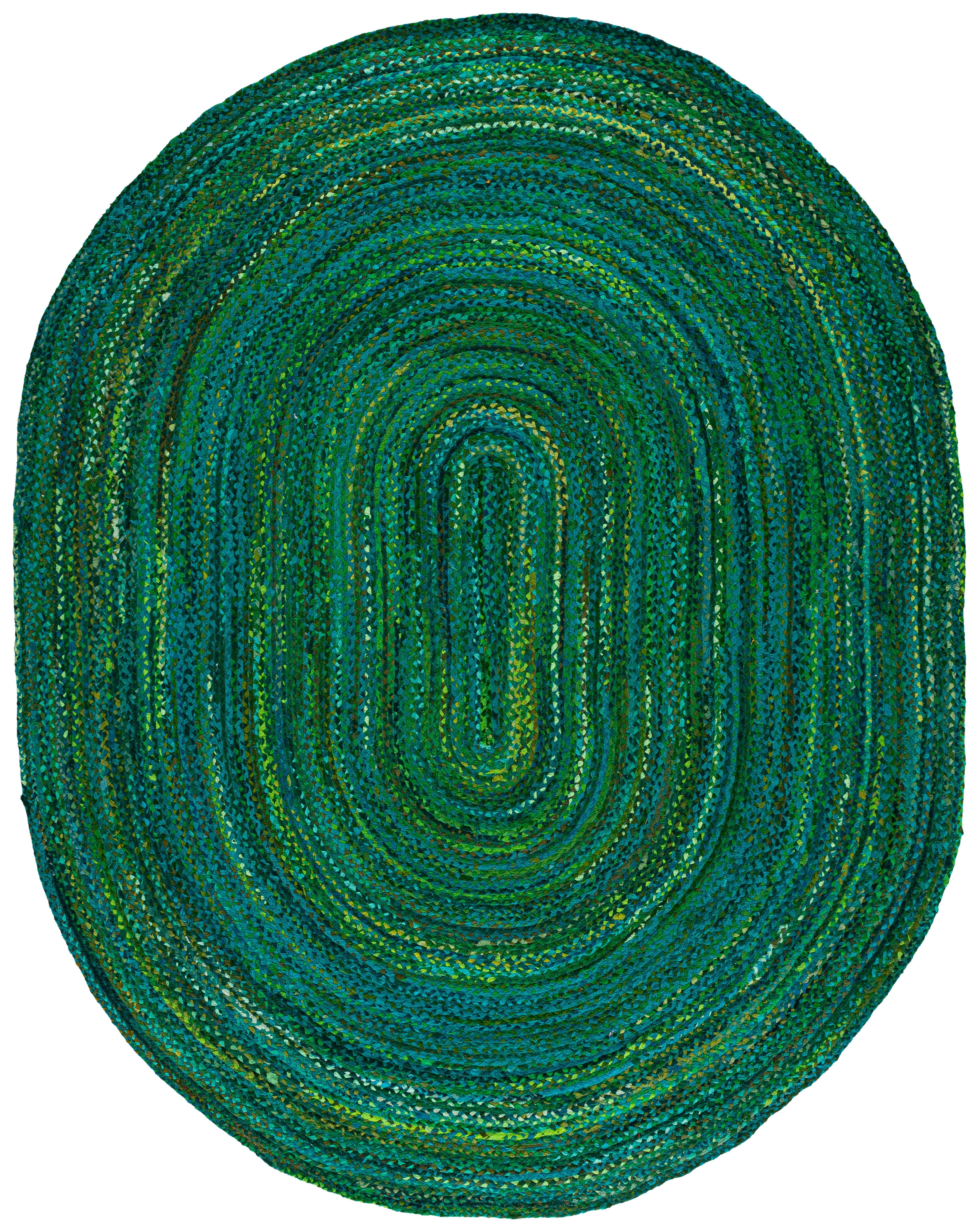 Safavieh Braided Calvin Transitional Cotton Reversible Area Rug, Green, 6' x 8' Oval