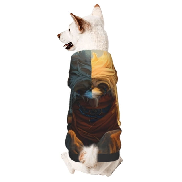 Balery Prairie Meditating Lion Sudadera con Capucha para Perros Pequeños – Ropa para Mascotas, Disfraz para Perros y Gatos, Ideal para Fiestas y Cosplay-XX-Large