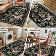 thumbnail image 5 of Black Spring Floral Area Rugs 4'x6', Washable Small Throw Rugs for Office Bathroom, Elegant Pastoral Flowers Birds Watercolor Indoor Outdoor Rug Non-Slip Low Pile Carpet Runner Reversible Floor Mats, 5 of 8