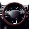 thumbnail image 1 of Leather Steering Wheel Covers, 15 Inch Universal Anti-Slip Steering Wheel Protector, Heat Resistant, Odorless for Auto Car Accessories,Brown, 1 of 7
