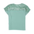 thumbnail image 2 of Alfani Womens Printed Velvet Dolman Blouse, Green, Small, 2 of 2