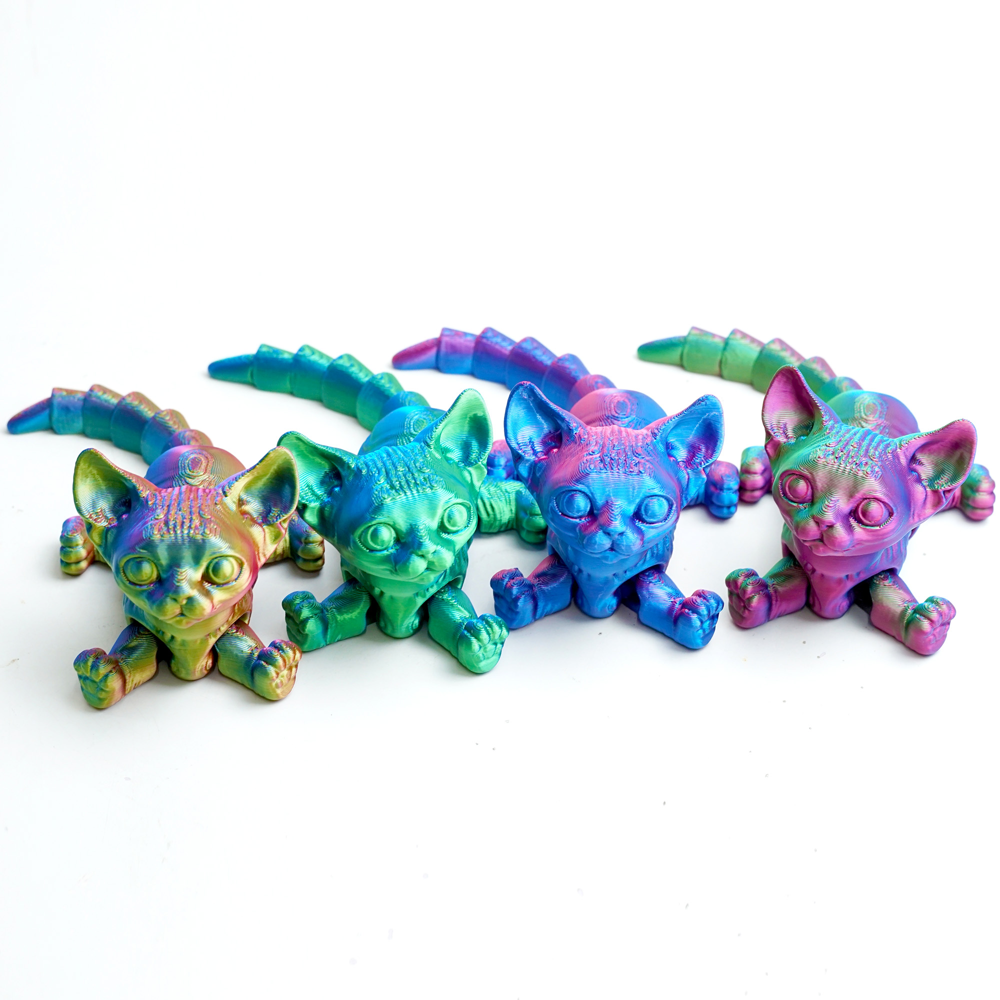 BANPIWOLG 4pcs 3D Printed Cat Model,Flexible Cat Animals Toy Statue,Joint Mobility,Home Office Decor,Interesting Toys for Autism/ADHD,Festival Gifts toco,Fidget Toys, Executive Desk Toy