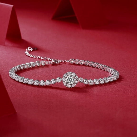 5Ct 14K White Gold Plated Round Cut Simulated Diamond Women's Tennis Bracelet