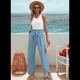 thumbnail image 5 of Pantalones de Salón Anchos para Mujer, Color Azul , Talla XXL, 5 of 8