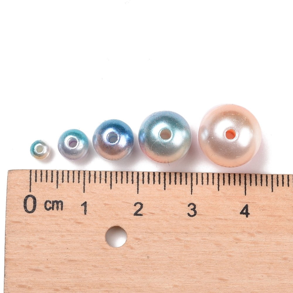 Rainbow Plastic Imitation Pearl Beads Gradient Pearl Beads Round Mixed Color 3~12x2.5~11.5mm Hole: 1~2mm