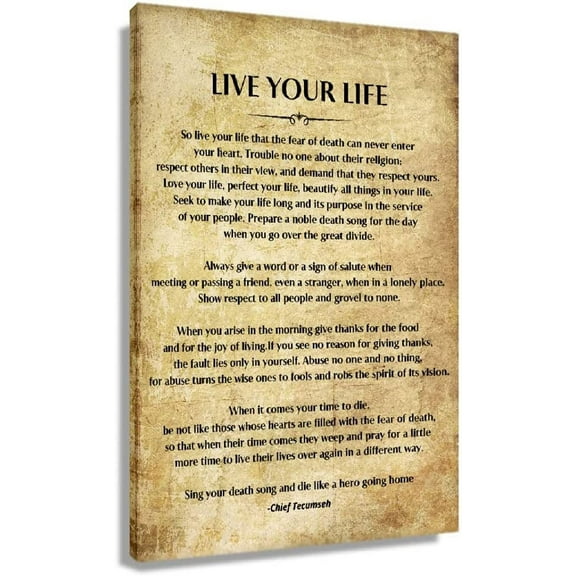Aaheei Live Your Life Poem Motivational Wall Art Prints Vintage Canvas Quotes Wall Decor Inspirational Posters Decorations For Bedroom