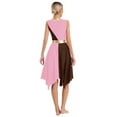 thumbnail image 2 of Aislor Womens Color Block Sleeveless Asymmetrical Hem Dress Dancewear Pink&Brown M, 2 of 7