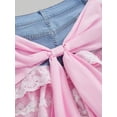 thumbnail image 4 of Baby Blue Denim Mini Skirt With Lace Ruffle Hem And Bow Embellishments, 4 of 24