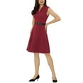 thumbnail image 4 of MODA NOVA Elegant Dress for Juniors Split Neck Wear-to-Work Sleeveless Midi Dresses, 4 of 5