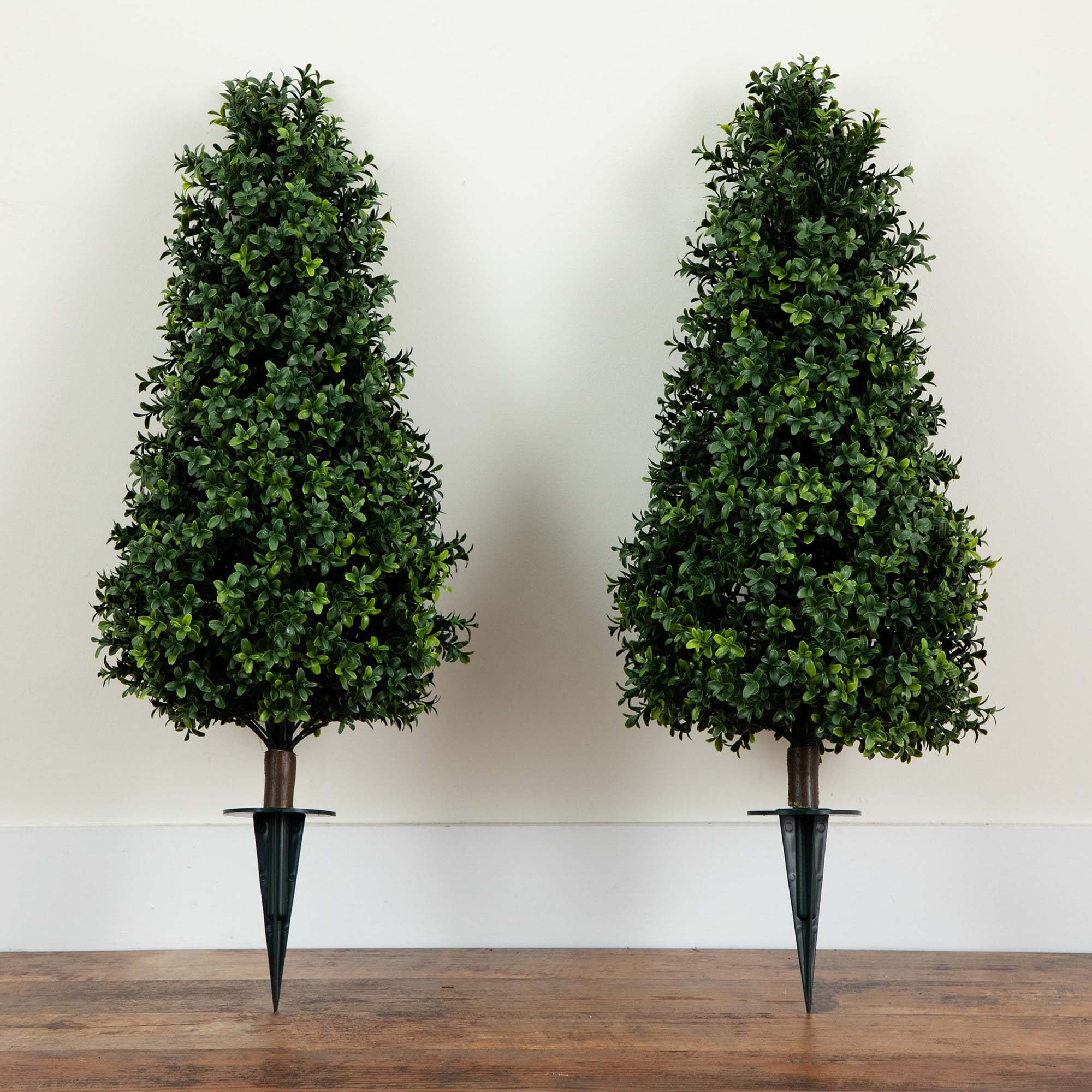 Nearly Natural 3ft. UV Resistant Artificial Boxwood Plant with Integrated Ground Stake (Indoor/Outdoor) - Set of 2