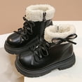thumbnail image 2 of Gvdentm Boots for Toddler Girl Girls Snow Boots Warm Lined Lace up Winter Shoes Lightweight(Toddler/Little Kids/Big Kids)(Black,3), 2 of 9