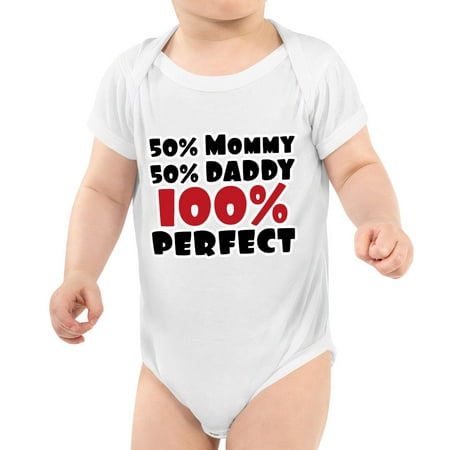 

50 Mommy 50 Daddy 100 Perfect Baby Jersey Onesie - Trendy Baby Bodysuit - Cute Baby One-Piece