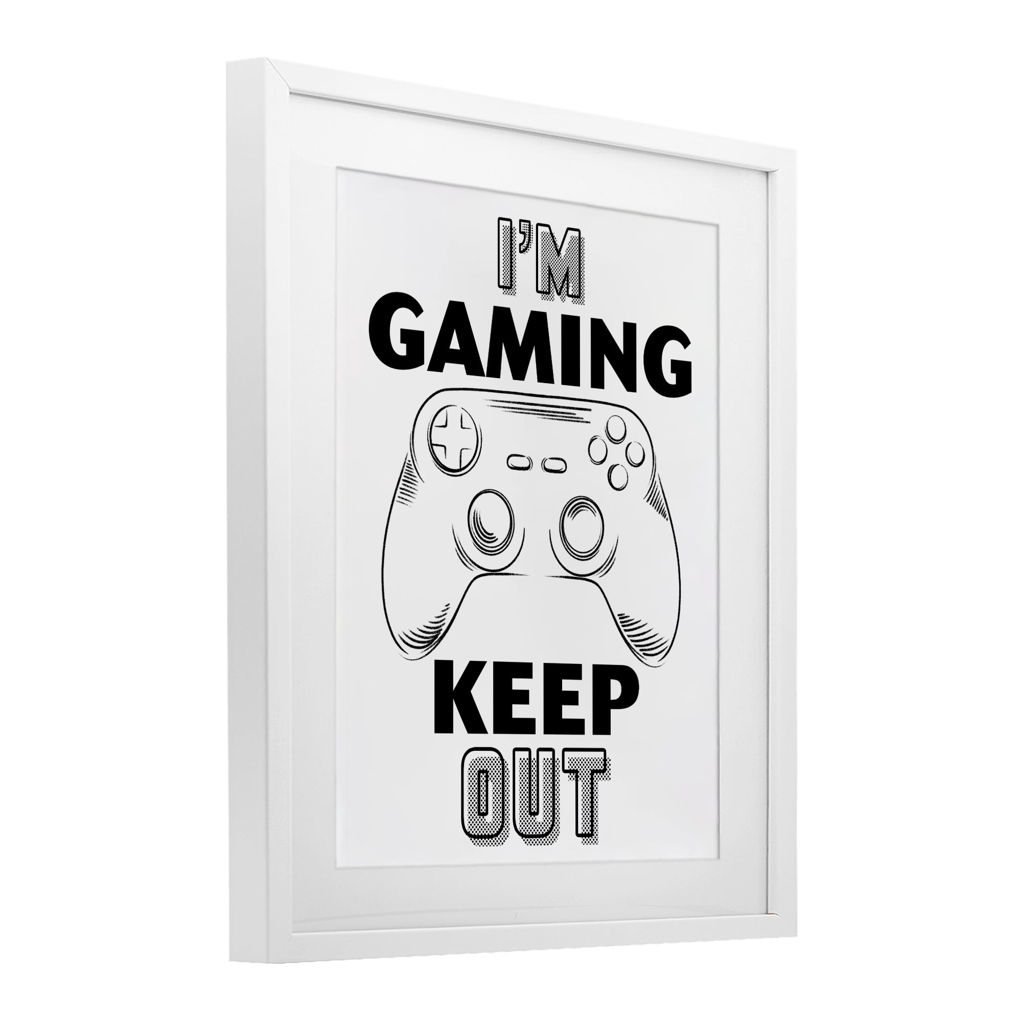 Stupell Industries Gaming Keep Out White Framed Print Under Glass, design by Marcus Prime