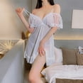 thumbnail image 3 of HomeGardon Nightgowns for Women,Summer Dresses Fashion Women's Solid Lace Round-Neck B andage Backless Short Sleepshirts, 3 of 3