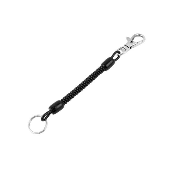 Unique Bargains Metal Lobster Clasp Coiled Lanyard Keyring Key Holder Black 14.5cm