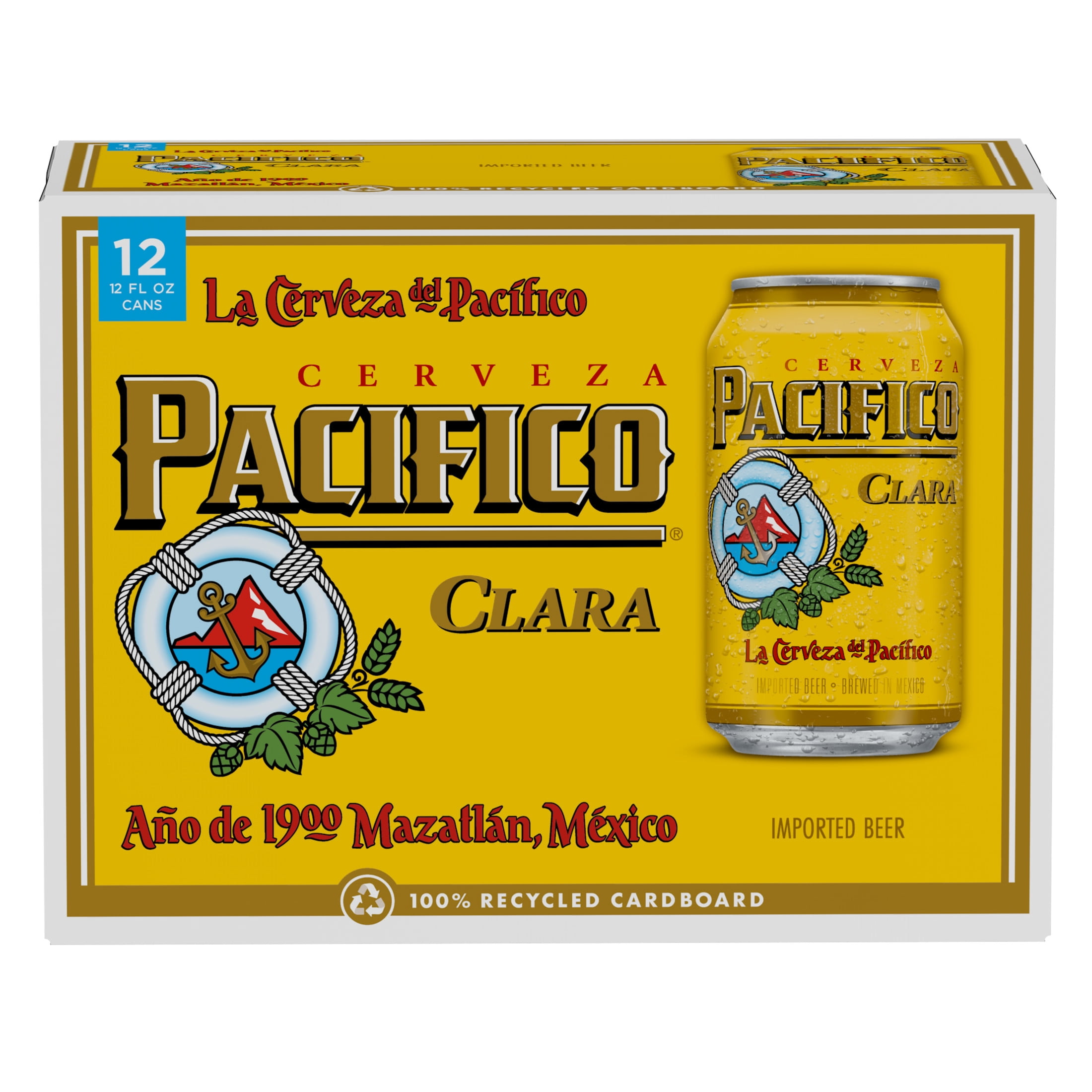 Pacifico Clara Mexican Lager Import Beer, 12 pack 12 fl. oz. Cans, 4.4% ABV