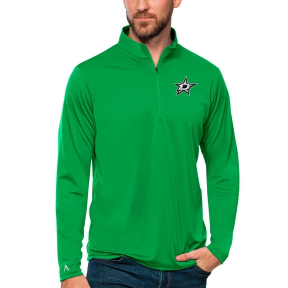 Men's Antigua Kelly Green Dallas Stars Tribute Quarter-Zip Pullover Top