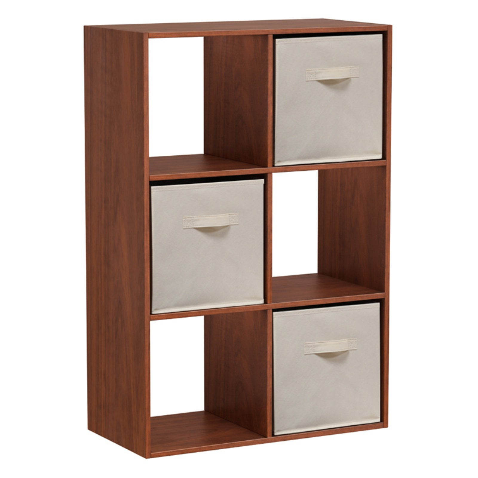 Homestar 6 Cube Bookcase with Fabric Bins