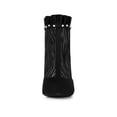thumbnail image 6 of BLISSFUL STEP Women's Ankle Boots Mesh Stiletto High Heels Ruffle Faux Suede Zebra Pattern Booties Black 6.5, 6 of 7