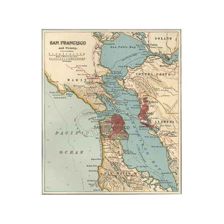 Tampa Bay Area Map - Map of the San Francisco Bay Area (C. 1900), Maps Print Wall Art By Encyclopaedia Britannica
