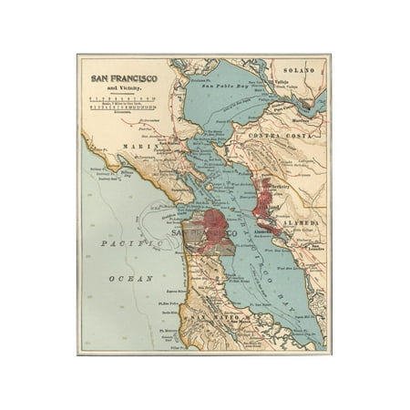 Map of the San Francisco Bay Area (C. 1900), Maps Print Wall Art By Encyclopaedia