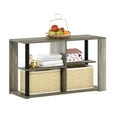 thumbnail image 5 of Furinno Romain Narrow Coffee Table with Shelves, French Oak/Black, 5 of 6