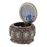 BHDD Vintage Music Box with 12 Constellations Rotating Goddess, Twinkling LED Light Rotate Music Box,Twinkling Resin Carved The Zodiac Mechanism Musical Box Gift for Birthday Christmas (Taurus)