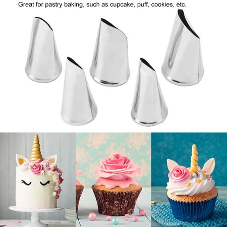 

TOPINCN 5pcs/set Stainless Steel Pastry Cream Icing Piping Nozzles DIY Baking Cupcake Cake Decor Tool Piping Nozzle
