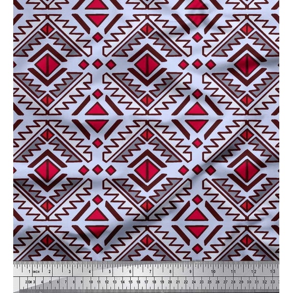Soimoi Poly Georgette Fabric Ethnic Southwestern Printed Fabric 1 Yard 42 Inch Wide