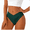 Dark Green, variant on Women's V-Waist Ribbed Bikini Bottoms - High Waisted Cheeky Swim Bottoms, Nylon Stretch, 8 Colors Sizes S-Xl