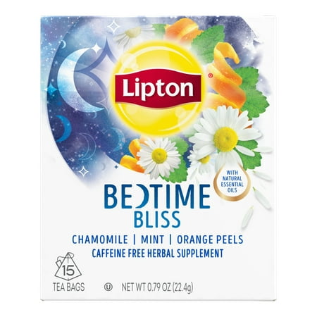 (4 Boxes) Lipton Herbal Supplement Bedtime Bliss 15