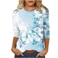 thumbnail image 1 of Birdeem Blouse pour Femmes T-Shirt Imprimé Mode Manches 3/4 Blouse Col Rond Hauts Décontractés, 1 of 12