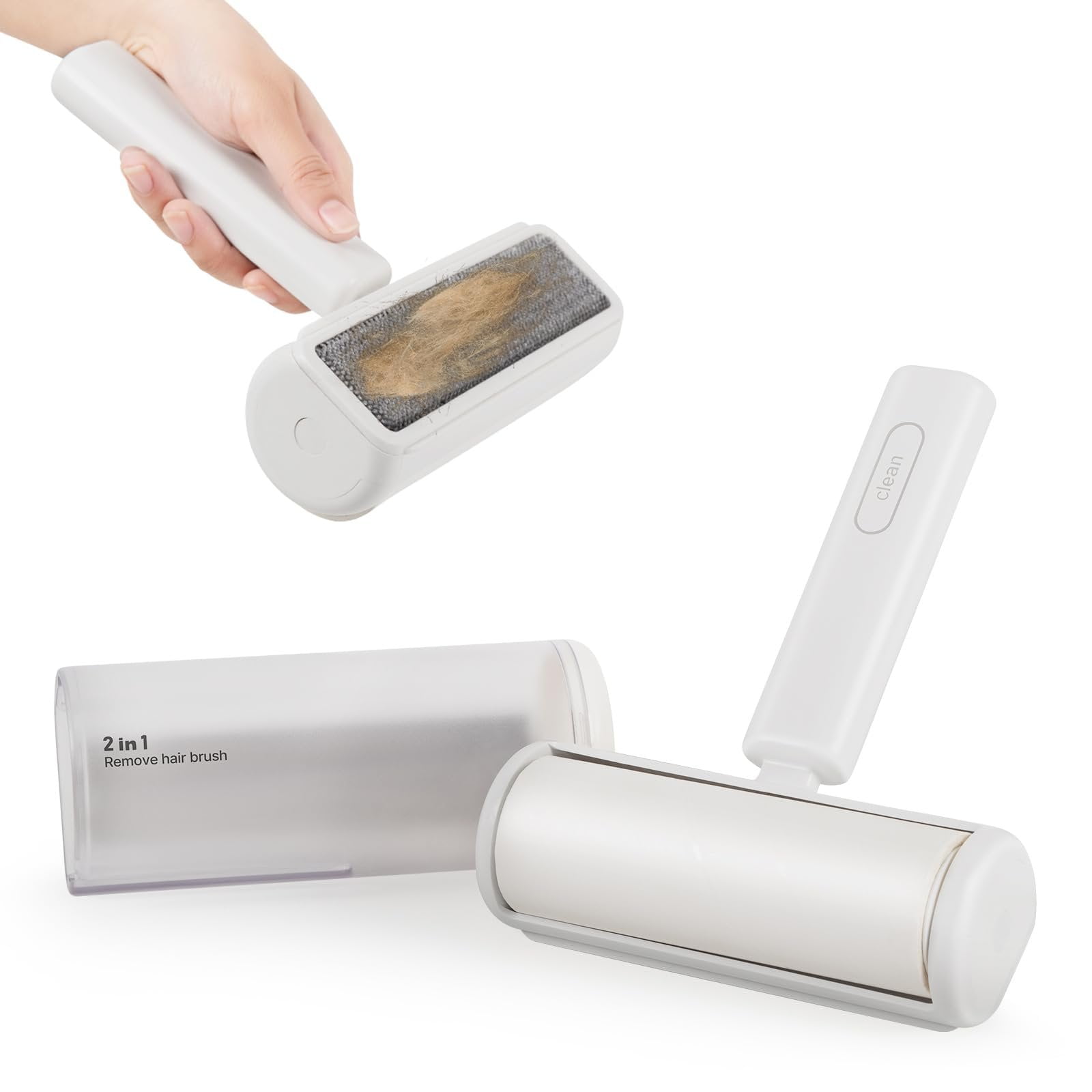 PUPIHOM 2-in-1 Pet Hair Removal Brush - Effective Hair Remover for Dog and Cat Fur Lint and Upholstery - Reusable Grooming Tool to Uproot Hair from Carpet Furniture and Car