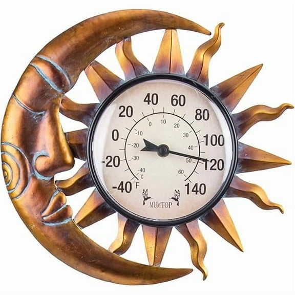 ZLC Outdoor Thermometers for Patio - Wall Thermometer, Indoor Outdoor Thermometer with Garden Stake for Home and Garden Decor (Sun and Moon)