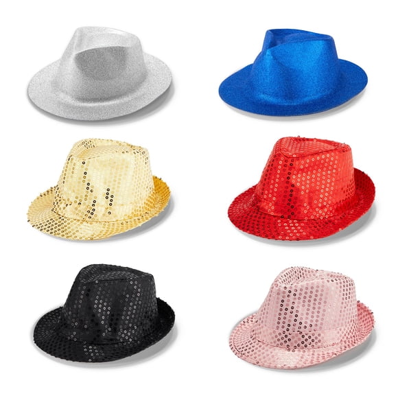 Sombrero Zink Western Fedora de colores con lentejuelas brillantes, 6 unidades