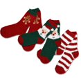 thumbnail image 3 of TeeHee Christmas Holiday Cozy Fuzzy Crew Socks 3-Pack for Kids (9-10 Years, Gingerbread), 3 of 5