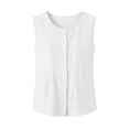thumbnail image 4 of Fewfanhot Women's Tops, Tees & Blouses Tank Tops Casual Scoop Neck Button Summer Button-up Cotton Beach Sleeveless Tops, 4 of 9