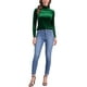 thumbnail image 2 of INSPIRAR CHIC Blusa de Mujer de Manga Larga Cuello Mock Cuello de Tortuga de Terciopelo Elástico L Verde Oscuro, 2 of 6