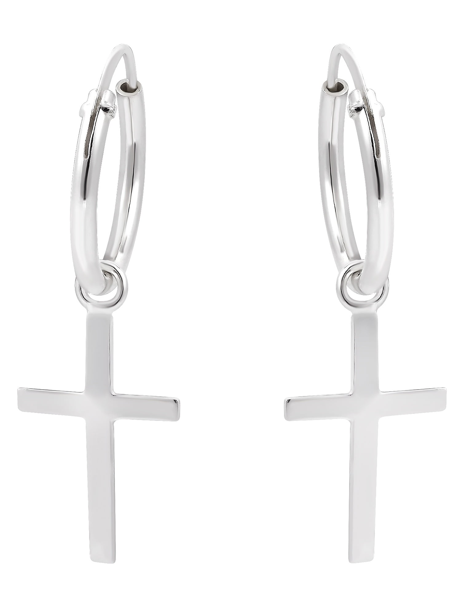 Basile Fine Gifts Stainless Steel Cross Ear Hoop Earrings Jewelry For Women Best Gift For Girls