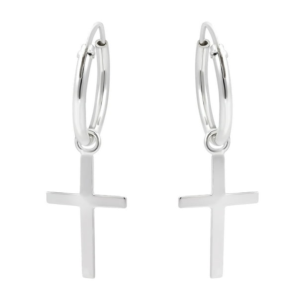 Essential Cross .925 Sterling Silver Mini Hoop Earrings - Walmart.com