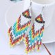 thumbnail image 2 of Pendientes colgantes Yashi con borlas y cuentas largas bohemio naranja 11 cm x 2,3 cm, 2 of 5